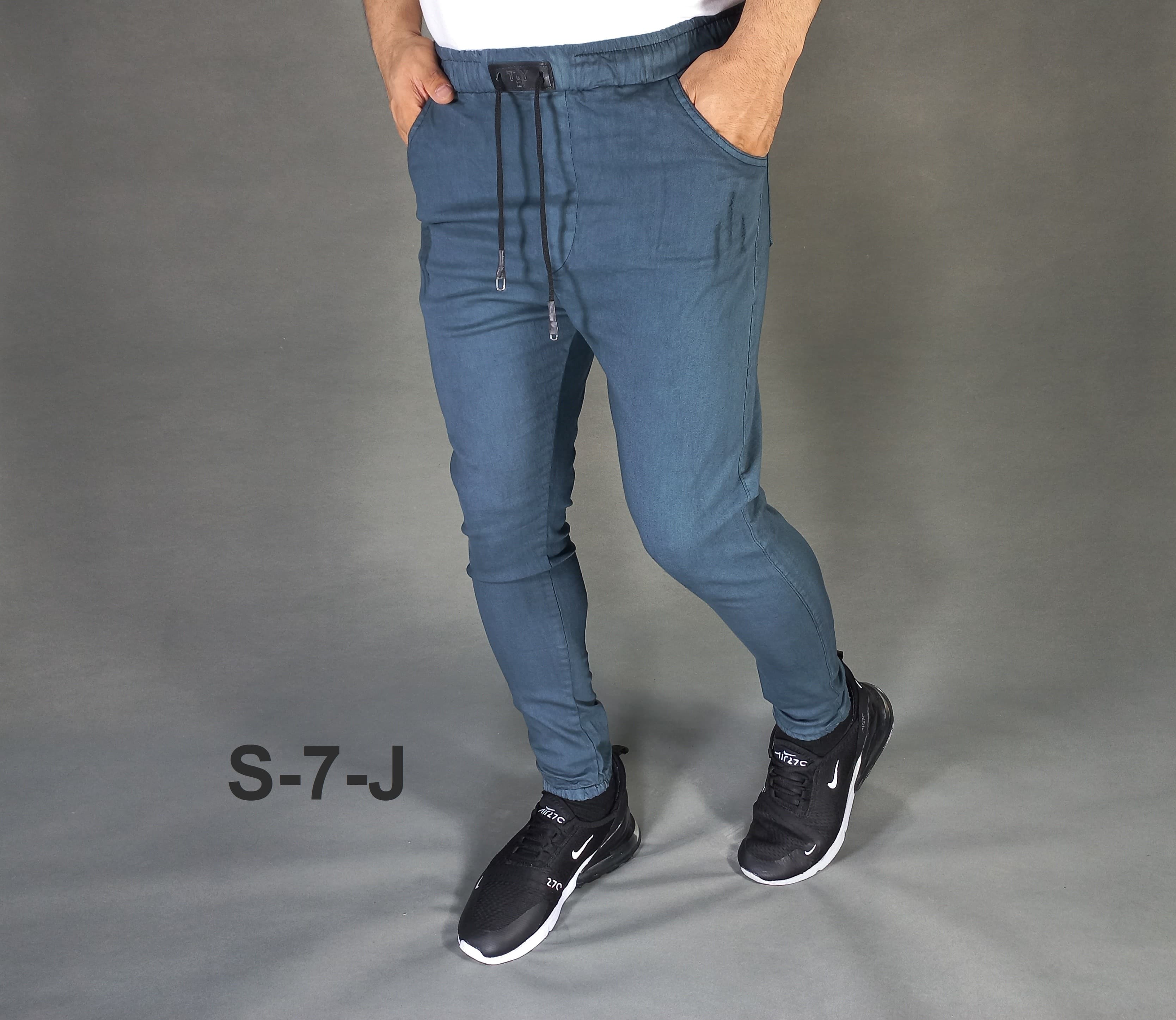 شلوار اسلش جین رنگ آبی نفتی کد S-7-J