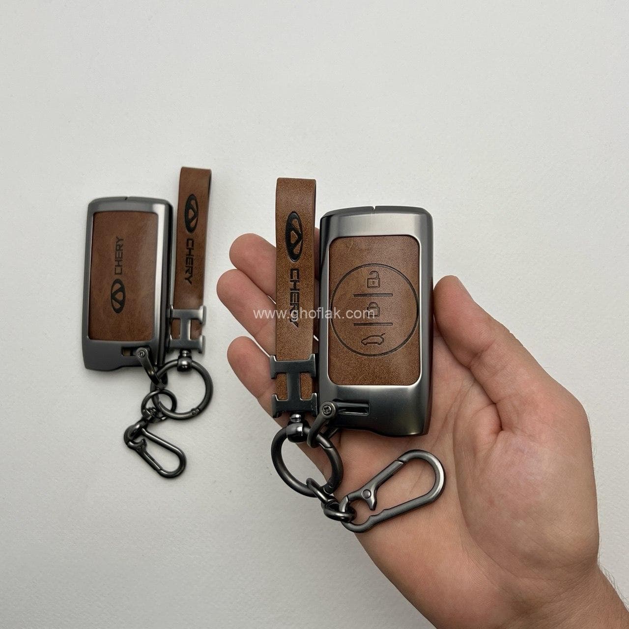 کاور ریموت تیگو 7 – ایکس 55 – ایکس 33 پرو – ایکس 22 پرو دور فلزی وسط چرم — تصویر ۲