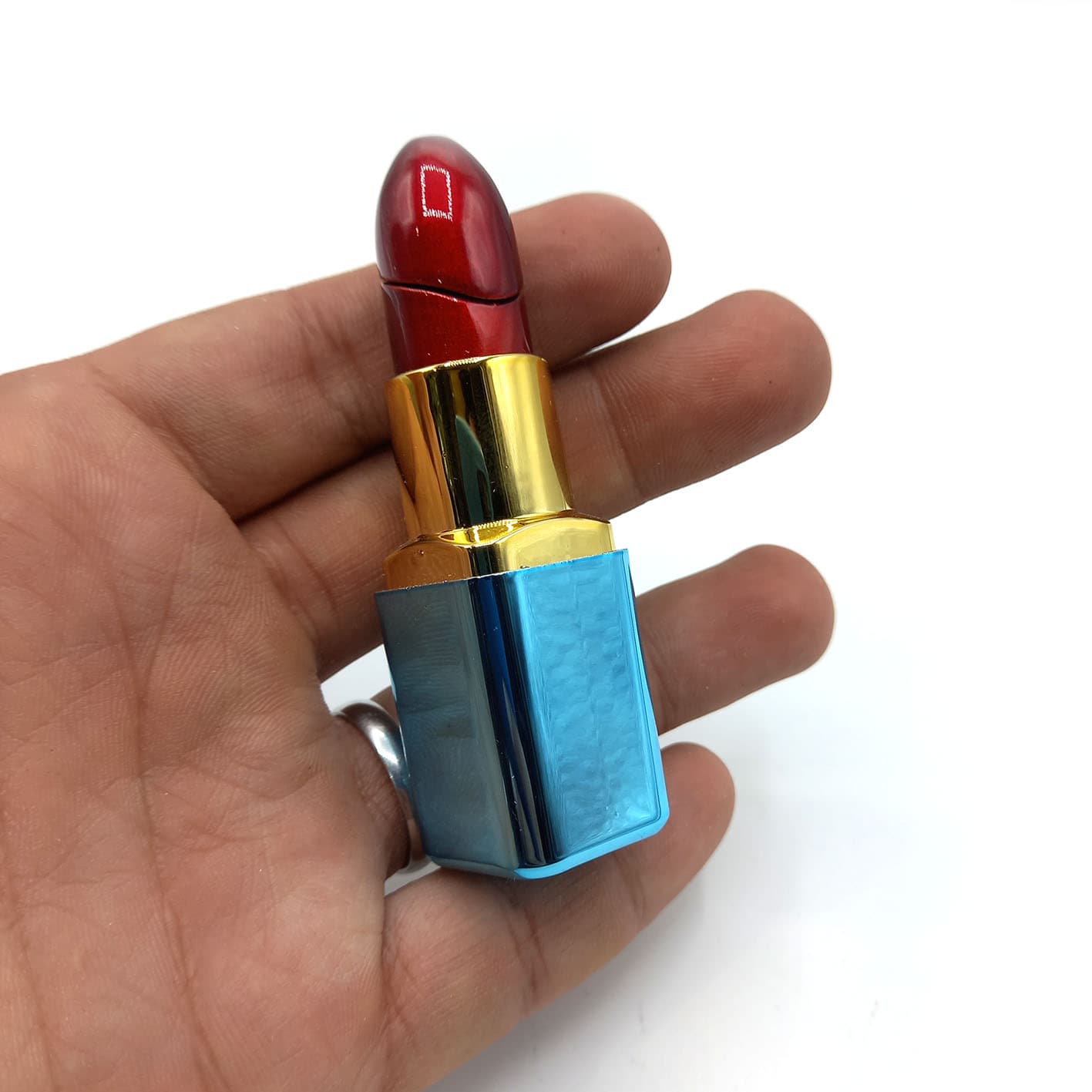 فندک فانتزی مدل رژ لب آبی کد A110017 — تصویر ۲
