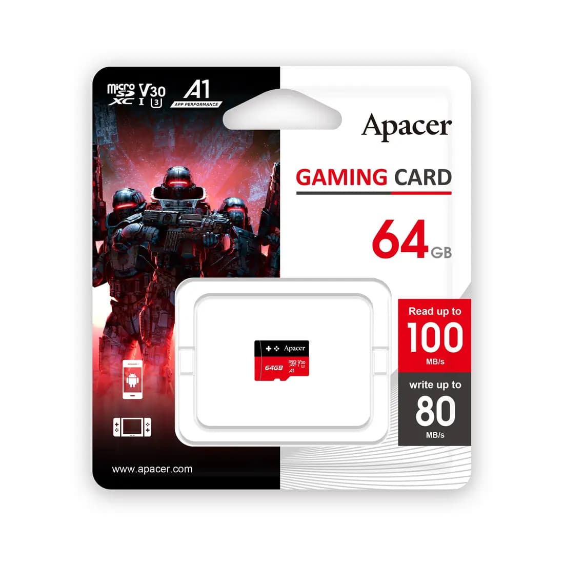 کارت حافظه اپیسر مدل Apacer microSDXC Gaming Card V30 U3 UHS-I U3 سرعت 100MBps ظرفیت 64 گیگابایت