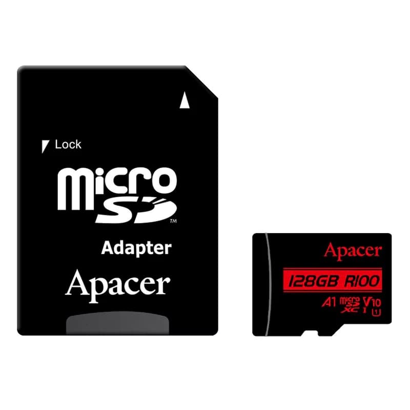 کارت حافظه اپیسر مدل Apacer R100 A1 V10 – microSDXC UHS-I U1 سرعت 100MBps ظرفیت 128 گیگابایت — تصویر ۲