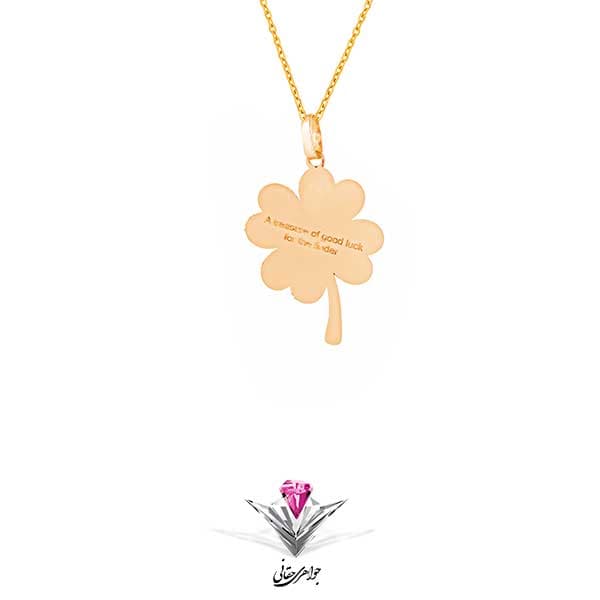 آویز طلا شانس (LUCK) طرح شبدر — تصویر ۴