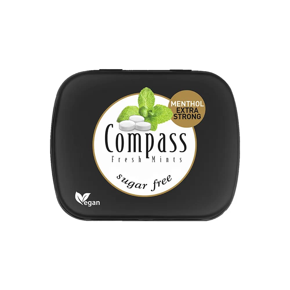 قرص خوشبوکننده دهان کامپس بدون شکر با طعم نعناع تند 14 گرمی Compass Fresh Mints Menthol Extra Strong — تصویر ۴