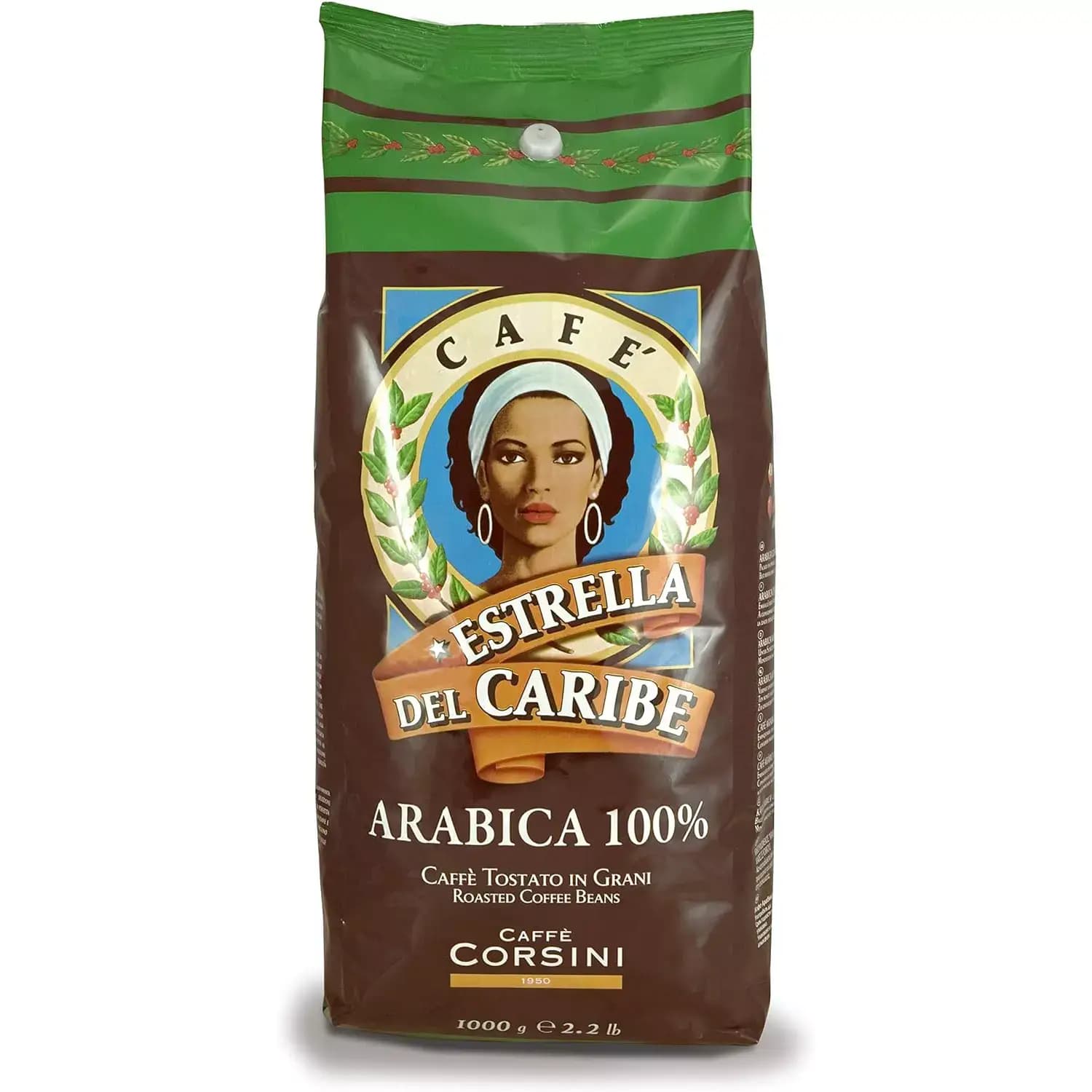 دانه قهوه کورسینی ستاره کارائیب 100% عربیکا 1کیلویی Corsini Estrella Del Caribe