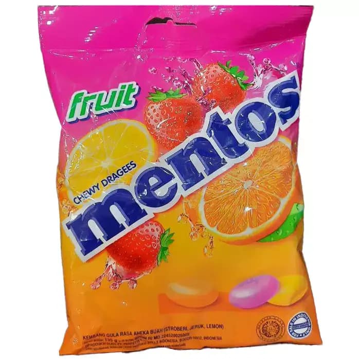 دراژه جویدنی منتوس با طعم میوه 135 گرمی Mentos Chewy Dragees with Fruit Flavors