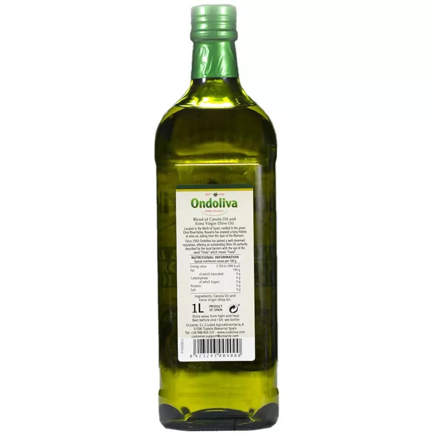 روغن زیتون فرابکر و کانولا اسپانیایی اندولیوا 1 لیتری Ondoliva Canola & Extra Virgin Olive Oil — تصویر ۲
