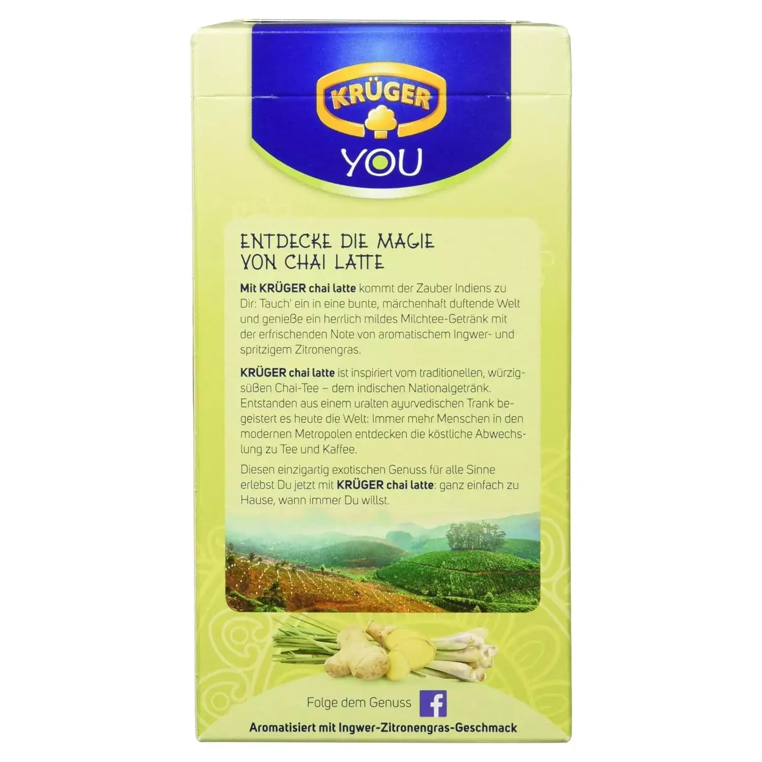 چای لاته کروگر با طعم زنجبیل و علف لیمو 10عددی (250 گرم) Kruger Chai Latte Ginger-Lemongrass — تصویر ۲