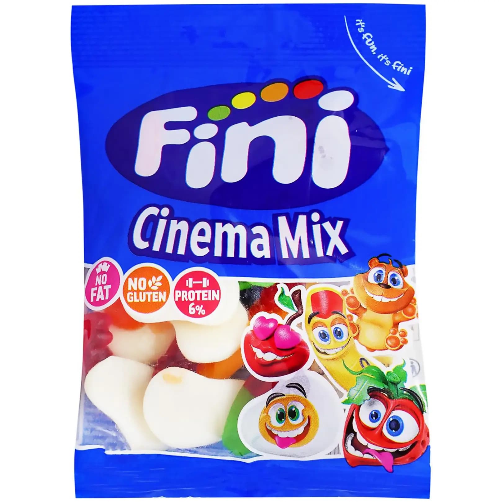 پاستیل فینی بدون گلوتن طرح شکلک مخلوط 90 گرمی Fini Cinema Mix