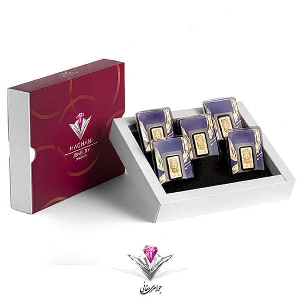پک پنج عددی سازمانی و سرمایه گذاری و هدیه شمش پرنیا 0.15 گرمی طلای 24 عیار