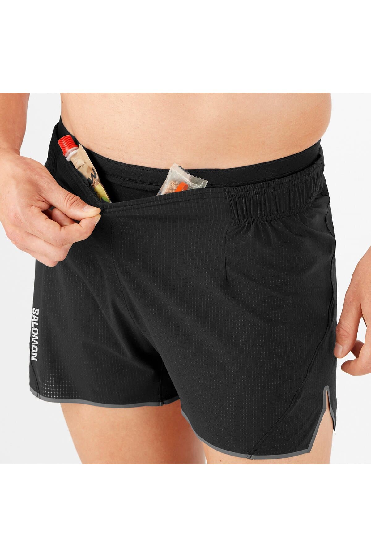 شورت ورزشی سالومون مردانه پلی استر مشکی راسته Regular/رگولار آستین کوتاه Casual / کژوال | Salomon 1071292 BD — تصویر ۳