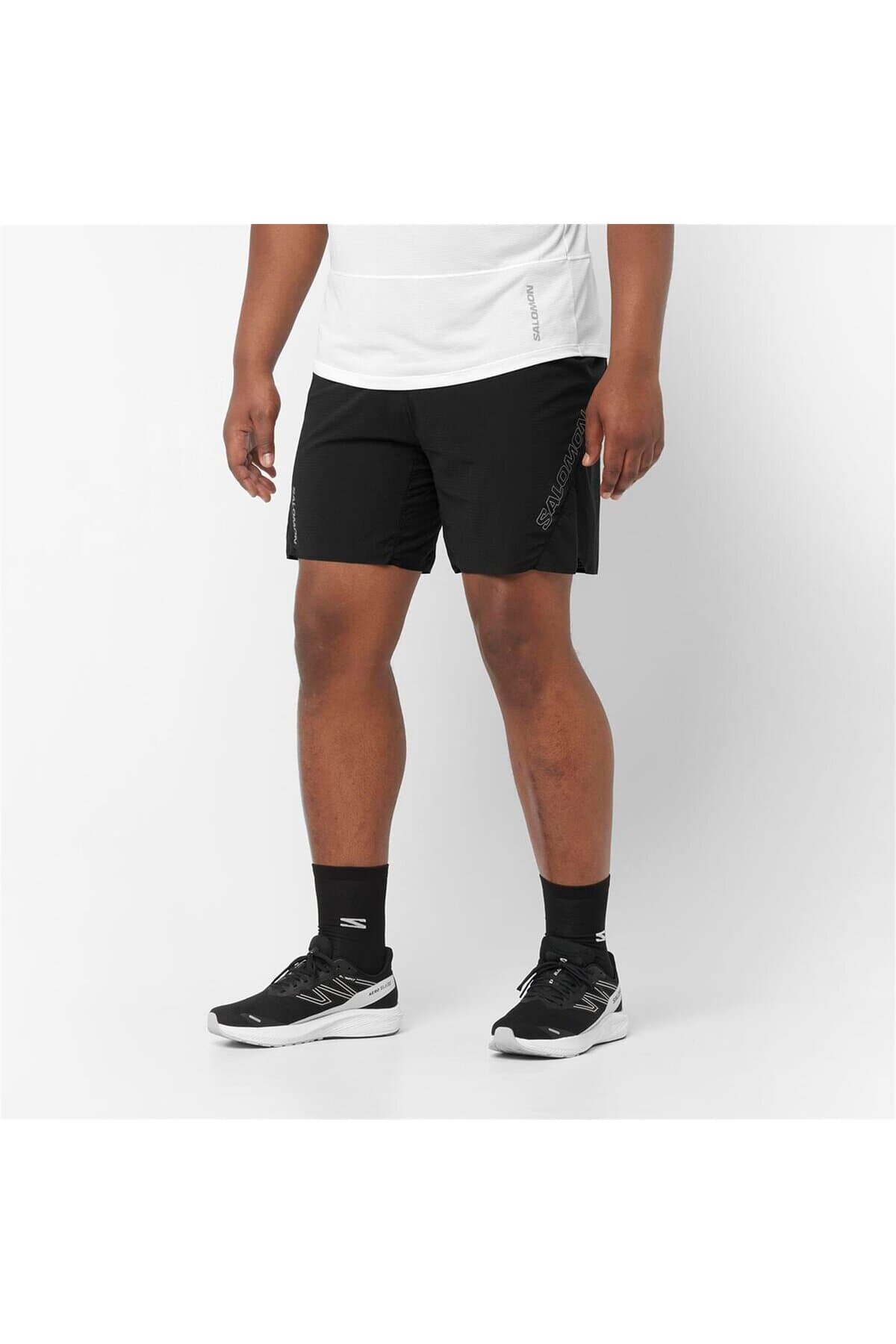 شورت ورزشی سالومون مردانه پارچه مشکی راسته Regular/رگولار بیسیک Casual / کژوال | Salomon TYB1131559140412390 BD