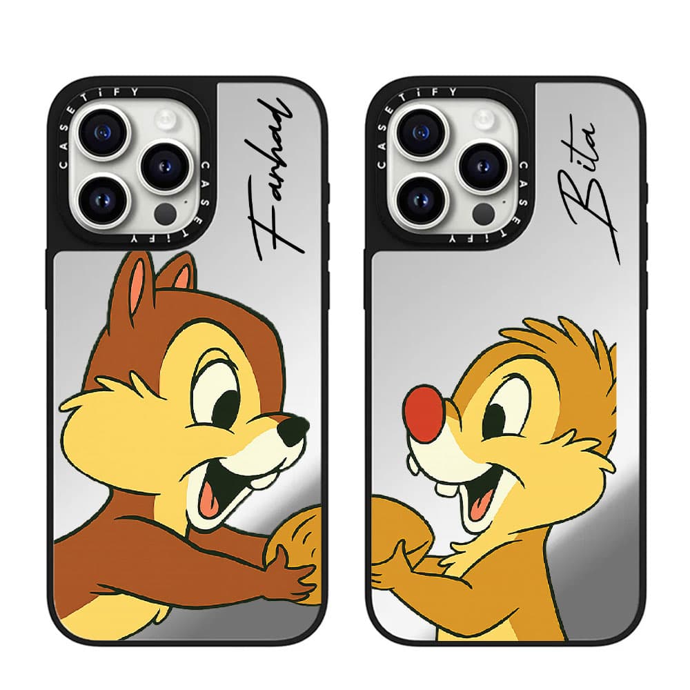 قاب آینه ای چاپی سفارشی (کد 0515) به اسم دلخواه مدل کاپل سنجاب مناسب برای گوشی موبایل شیائومی ردمی Xiaomi Redmi Note 8 / Note 8 Pro / Note 9S / Note 9 Pro / Note 10 Pro / Note 10 Pro Max / Note 11 Pro — تصویر ۳