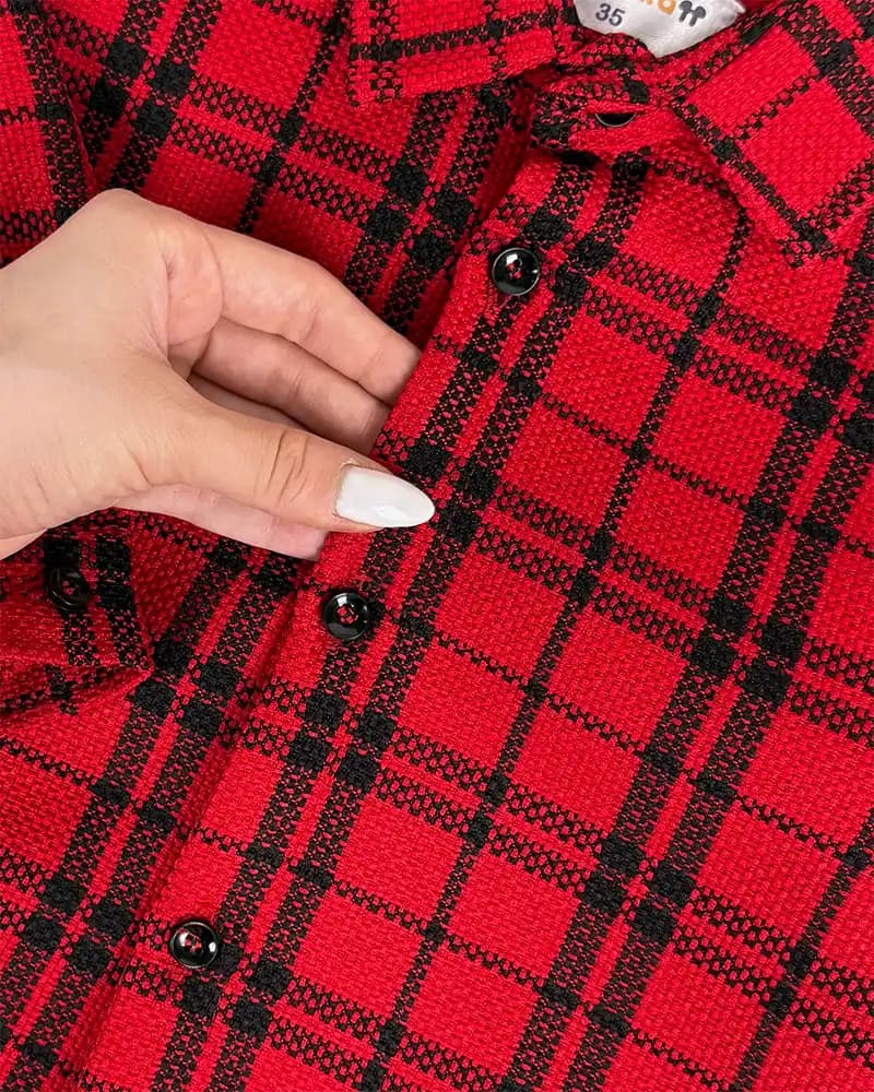شومیز چهارخونه بچگانه مدل مایلو کد 4543 — تصویر ۵