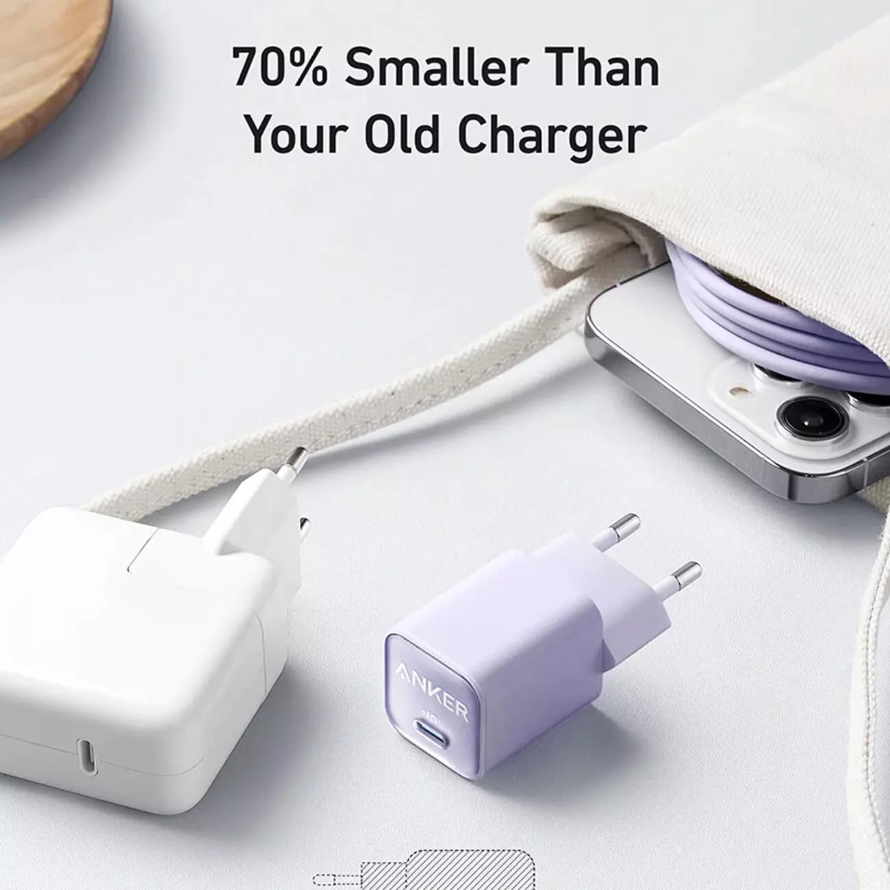شارژر دیواری فست شارژر 30 واتی انکر مدلAnker 511 Charger (Nano 3, 30W) Europe A2147G21 — تصویر ۲