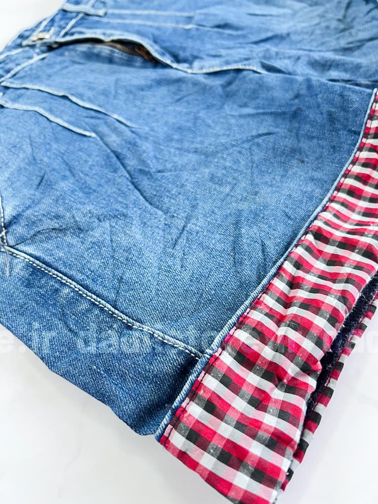 شورتک کوتاه جین پاچه پاکتی طرحدار — تصویر ۳
