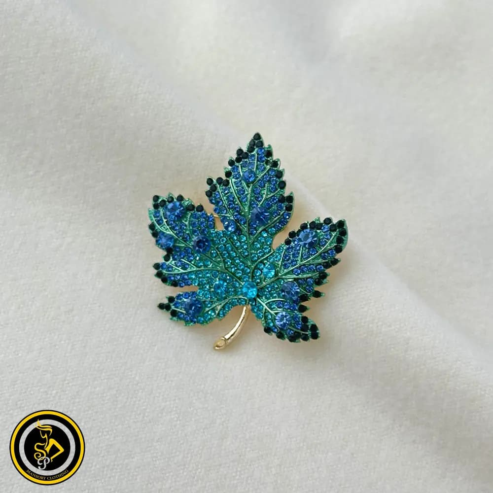 گل سینه طرح برگ آبی
