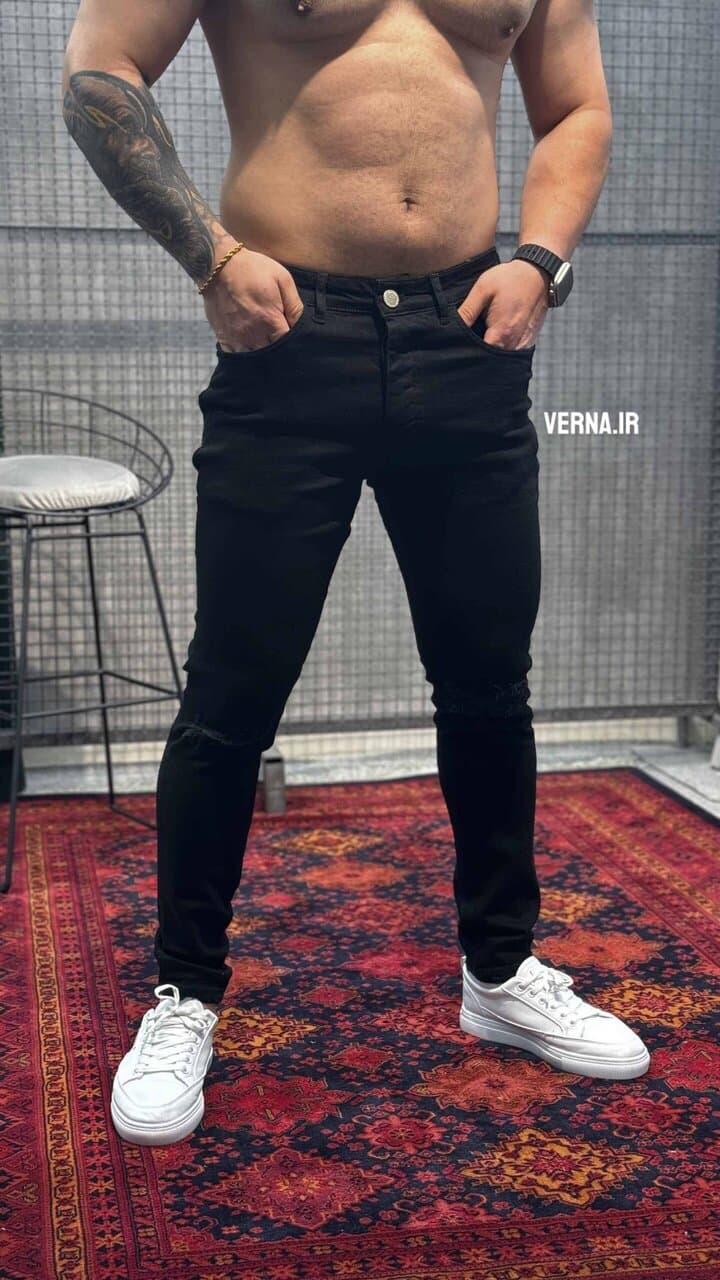 شلوار جین اسکینی زانو زاپ BLVCK