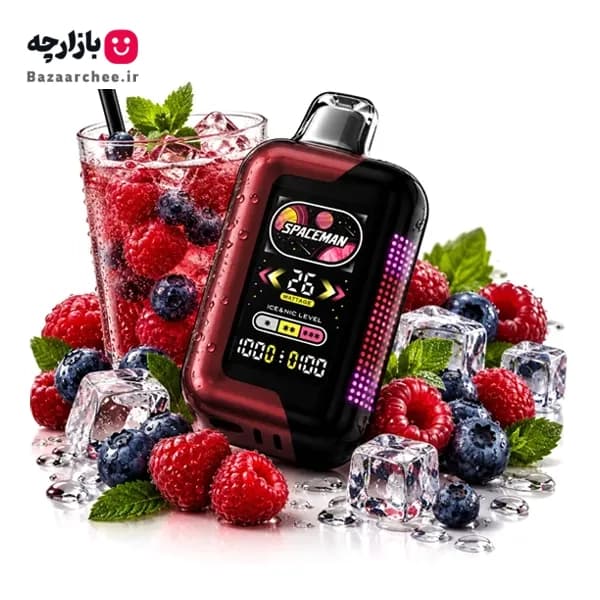 ویپ پاد یکبار مصرف اسموک تمشک بلوبری یخ 40 هزار پاف + صفحه نمایش حرفه‌ای | SMOK Spaceman SP40000