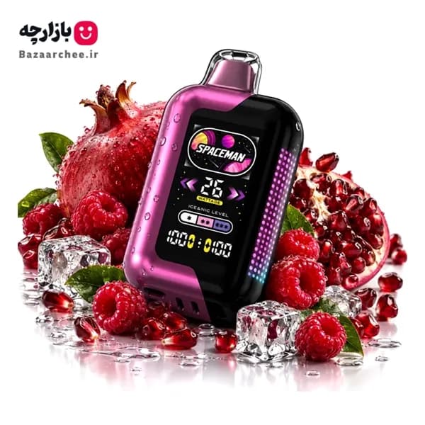 ویپ پاد یکبار مصرف اسموک تمشک انار یخ 40 هزار پاف + صفحه نمایش حرفه‌ای | SMOK Spaceman SP40000