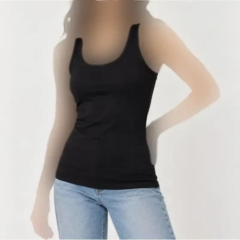 تاپ مشکی وارداتی زنانه پنبه B&C سایز S M تنخور راحت چهارفصل — تصویر ۲