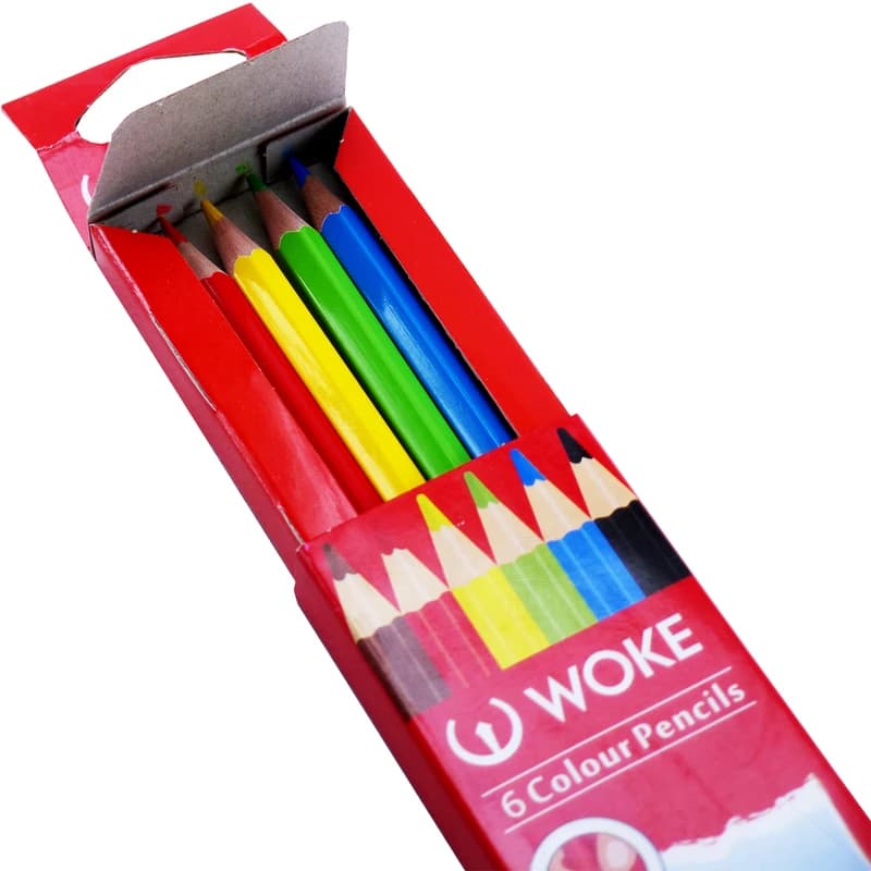 مداد رنگی 6 رنگ جعبه مقوایی بلند ووک WOKE کد 0017 — تصویر ۴