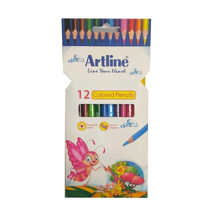 مداد رنگی 12 رنگ جعبه مقوایی آرت لاین Artline کد ECP 12