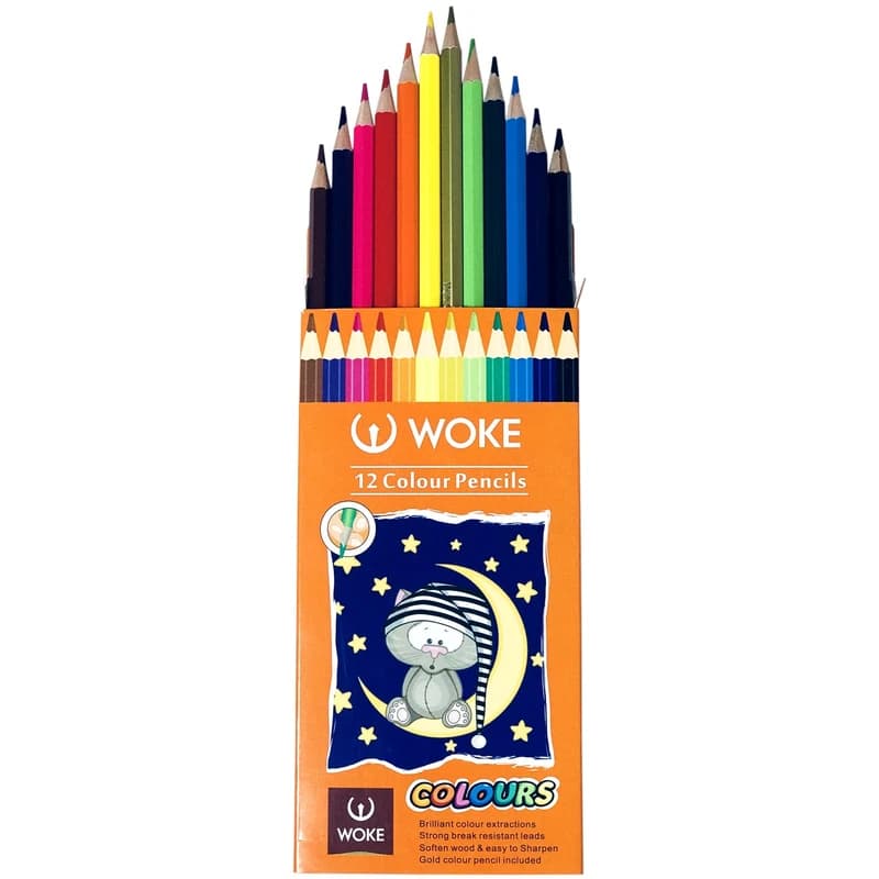 مداد رنگی 12 رنگ جعبه مقوایی ووک WOKE کد 12_9403 — تصویر ۵
