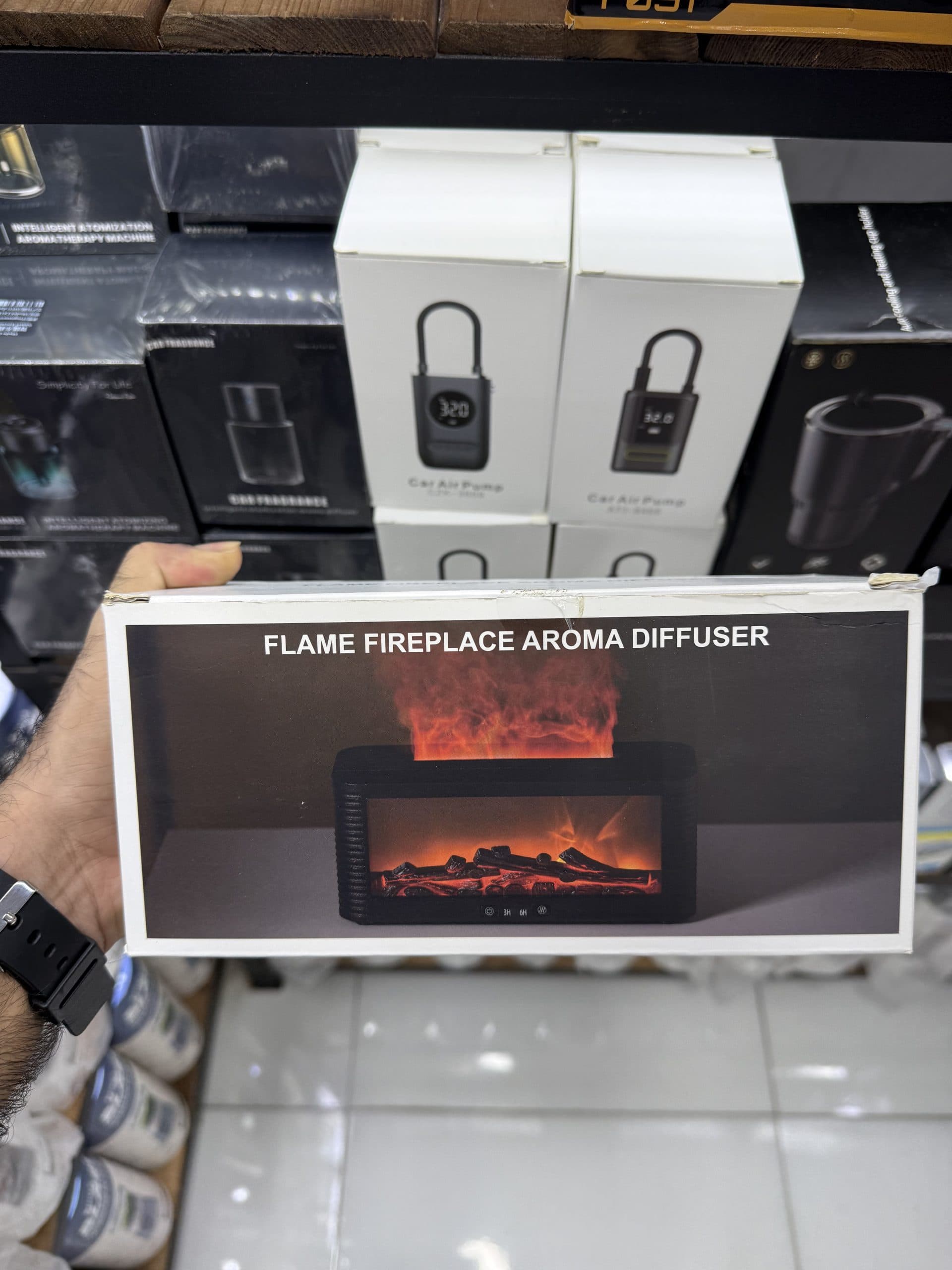 دستگاه بخور سرد و رطوبت‌ساز شومینه‌ای Flame Fireplace Aroma Diffuser مدل 315 با ظرفیت 250 میلی‌لیتر، شعله مصنوعی، نور رنگی، تایمر و ریموت کنترل |اورجینال(عمده و تک)
