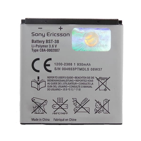 باتری اورجینال گوشی سونی اریکسون C510 مدل BST-38 — تصویر ۲