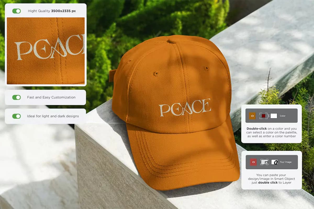 موکاپ کلاه کپ بیسبال — تصویر ۶