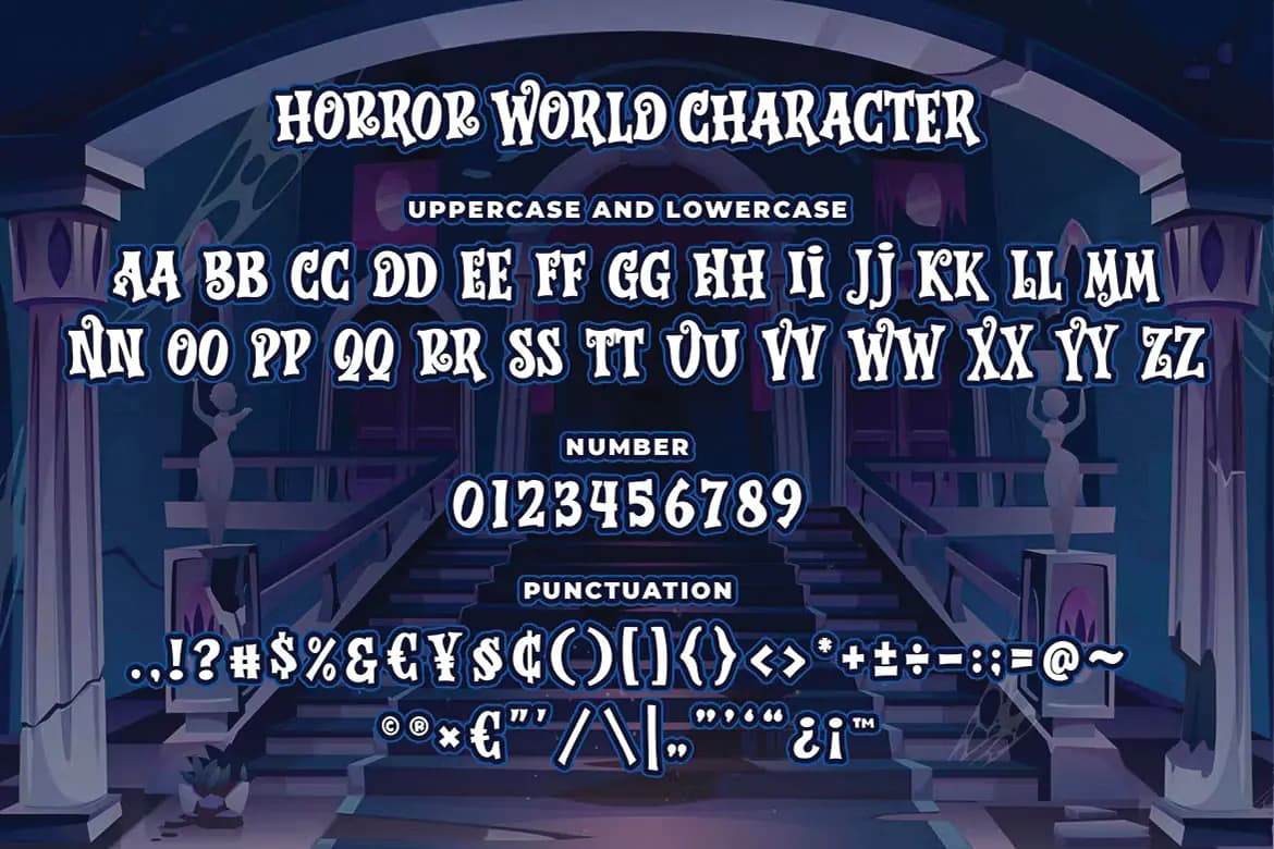 فونت ترسناک با استایل فنری Horror World — تصویر ۲