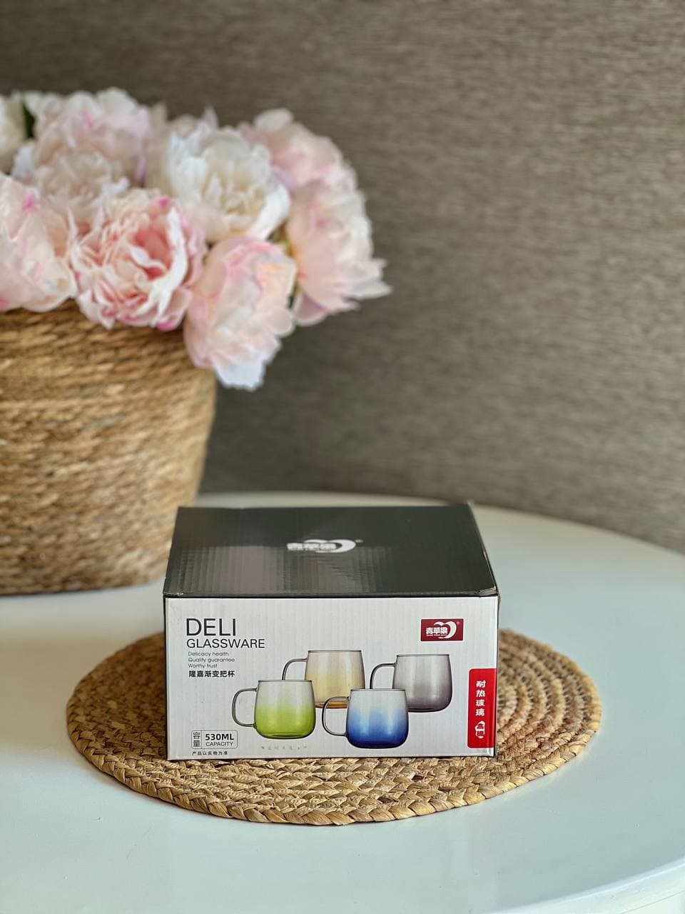 لیوان پیرکس 4 تایی سایه رنگی دلی DELI مدل دومینو — تصویر ۲