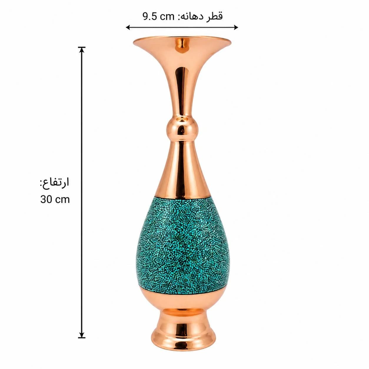 گلدان فیروزه کوبی شده کد 30 — تصویر ۳
