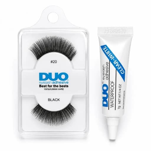 چسب مژه سفید +مژه جفتی شماره 20 برند duo — تصویر ۲