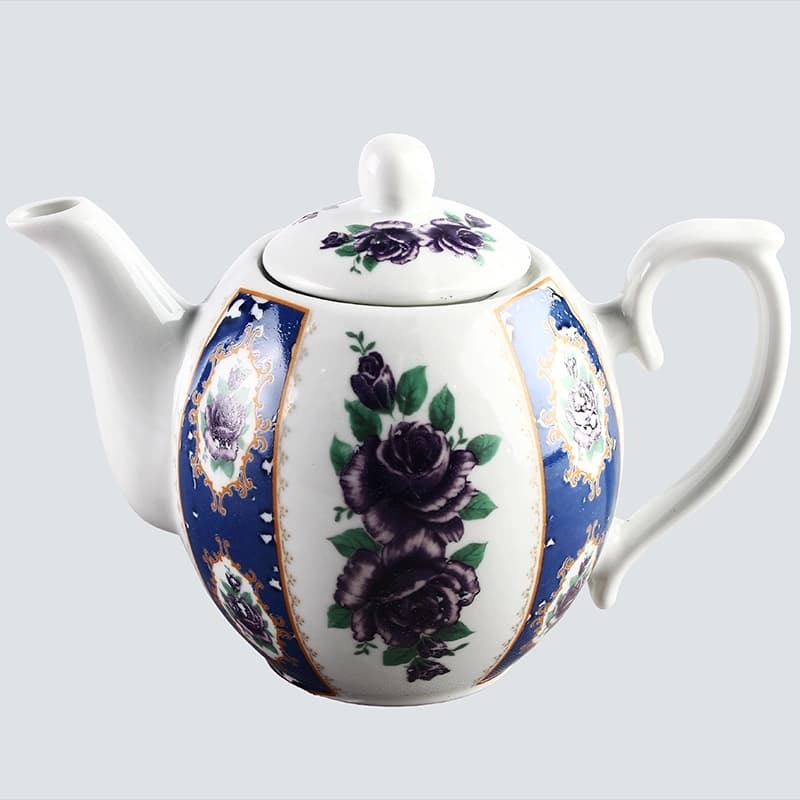 قوری چینی سرمه ای سفید
