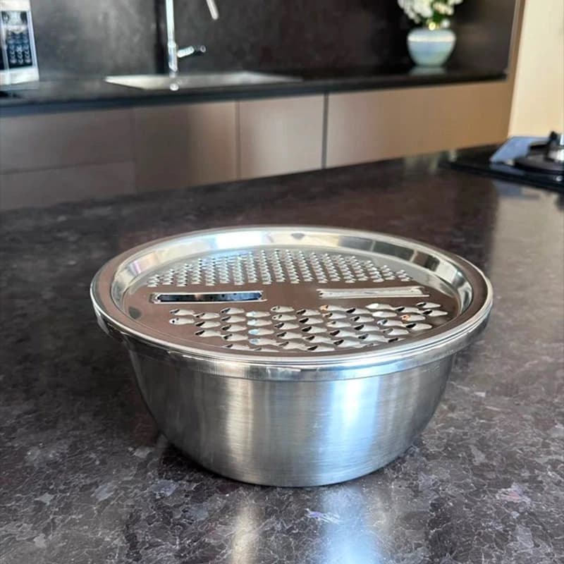 ست سه کاره لگن آبکش و رنده استیل — تصویر ۲