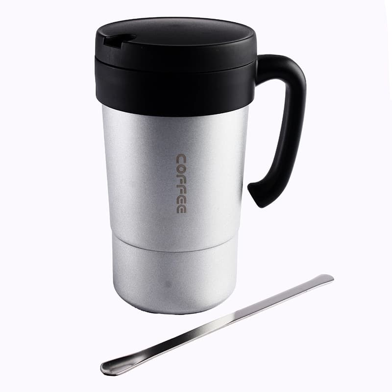 تراول ماگ دوجداره استیل قاشق دار مدل COFFEE