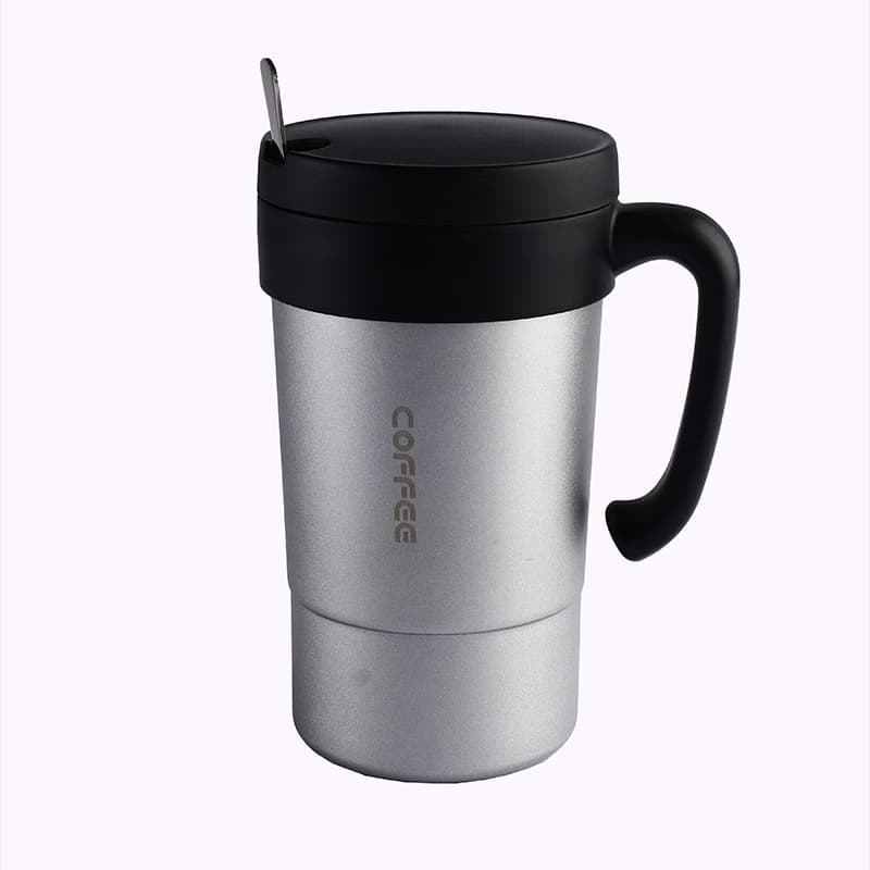 تراول ماگ دوجداره استیل قاشق دار مدل COFFEE — تصویر ۲
