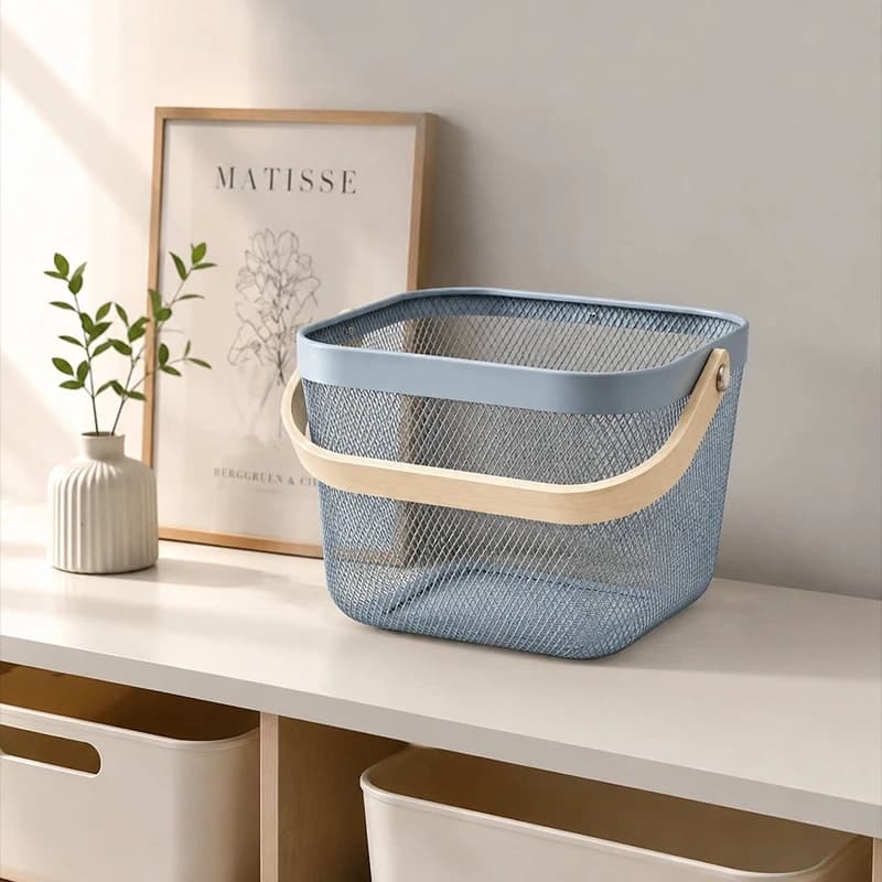 سبد نظم‌دهنده مربع ایکیا (با دسته چوبی)