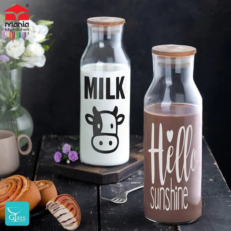بطری شیشه ای مانیا مدل آکوا با درب چوب پنبه ای