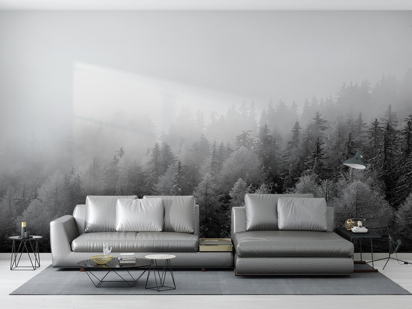 پوستر دیواری سیاه و سفید جنگل W10111600