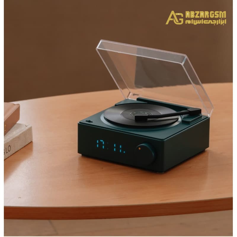 اسپیکر بلوتوثی طرح گرامافون سبز مدل Round-X11 — تصویر ۳