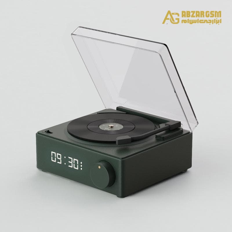 اسپیکر بلوتوثی طرح گرامافون سبز مدل Round-X11 — تصویر ۵