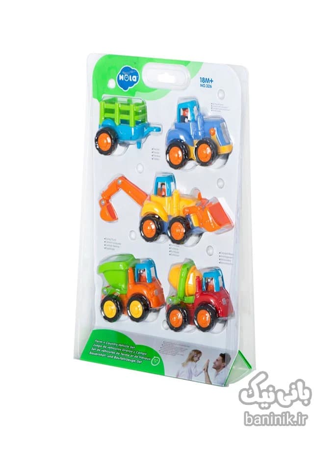 ماشین بازی هولی تویز سری راهسازی 4 عددی Huile Toys Vehicle Set 326