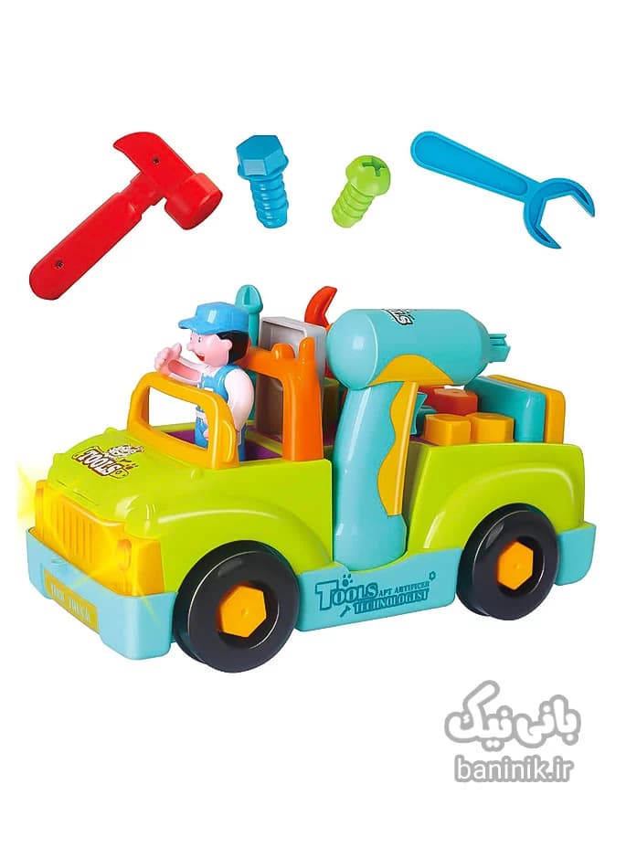 ماشین ابزار مکانیک کوچولو موزیکال هولی تویز Huile Toys Mechanic Tool Truck 6109 — تصویر ۴
