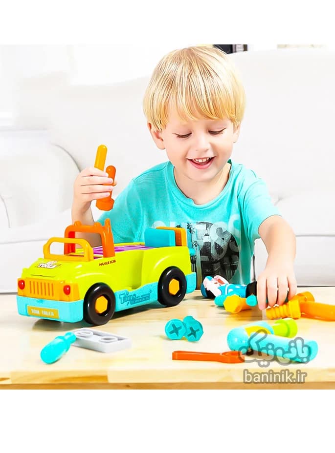 ماشین ابزار مکانیک کوچولو موزیکال هولی تویز Huile Toys Mechanic Tool Truck 6109 — تصویر ۲