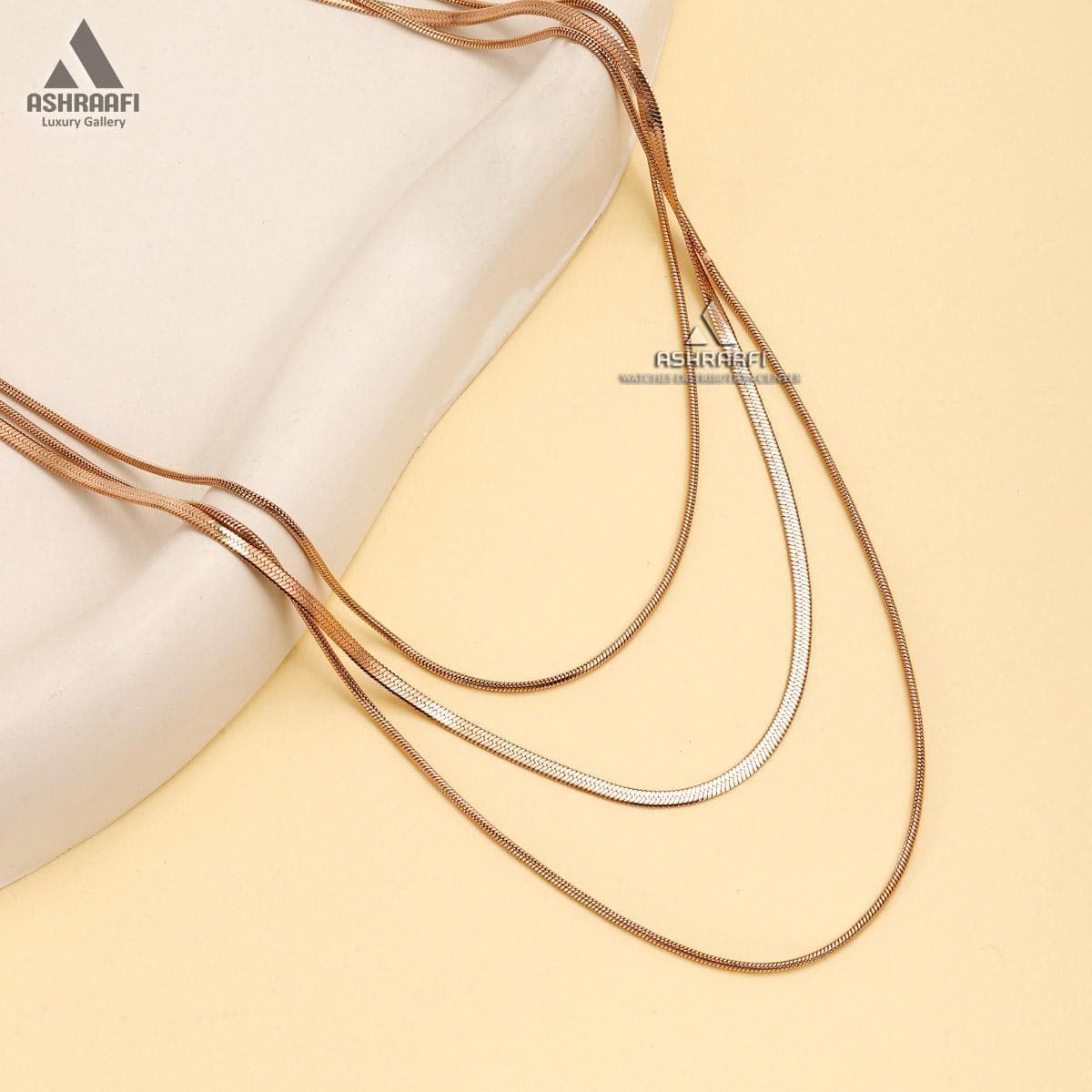 گردنبند سه لاین هرینگبون Herringbone Chain Necklace — تصویر ۲