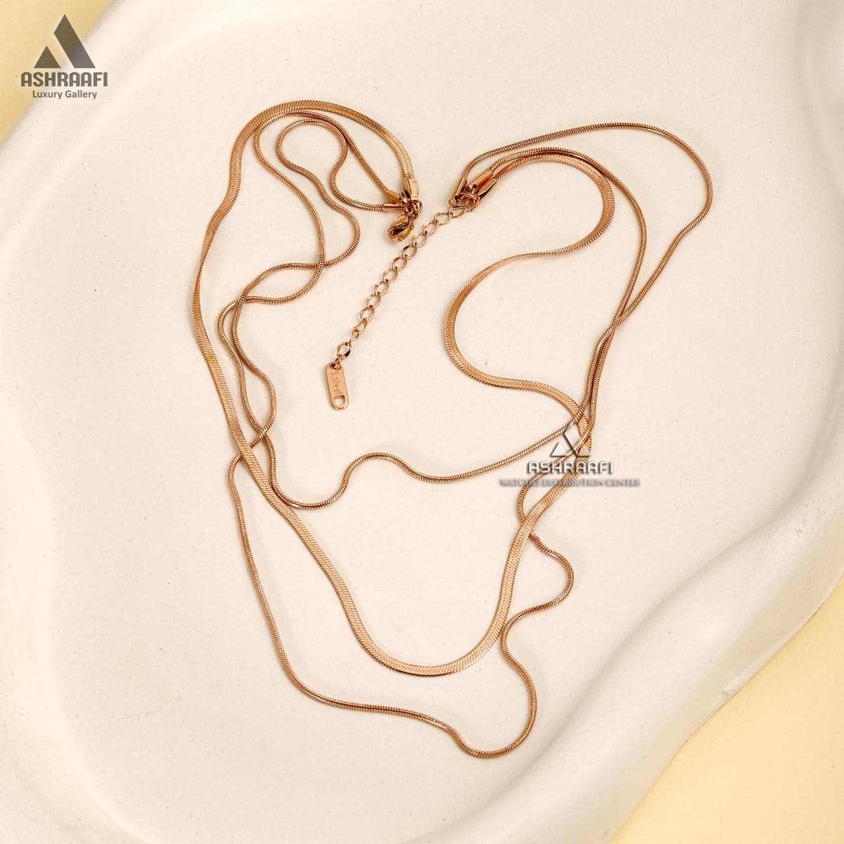 گردنبند سه لاین هرینگبون Herringbone Chain Necklace — تصویر ۳
