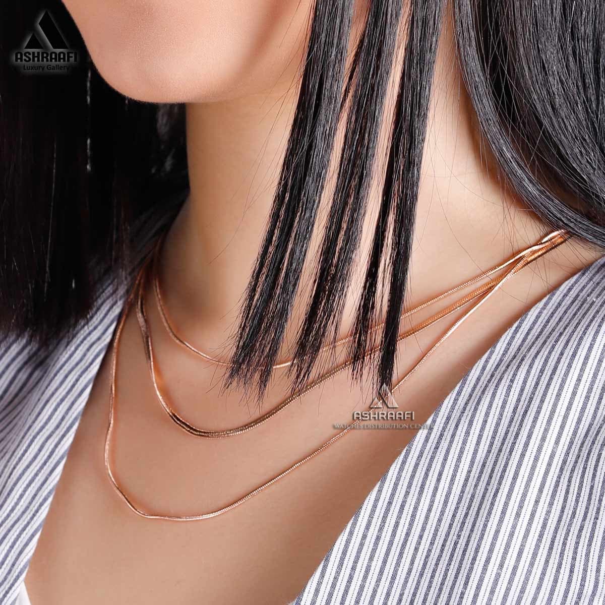 گردنبند سه لاین هرینگبون Herringbone Chain Necklace — تصویر ۴