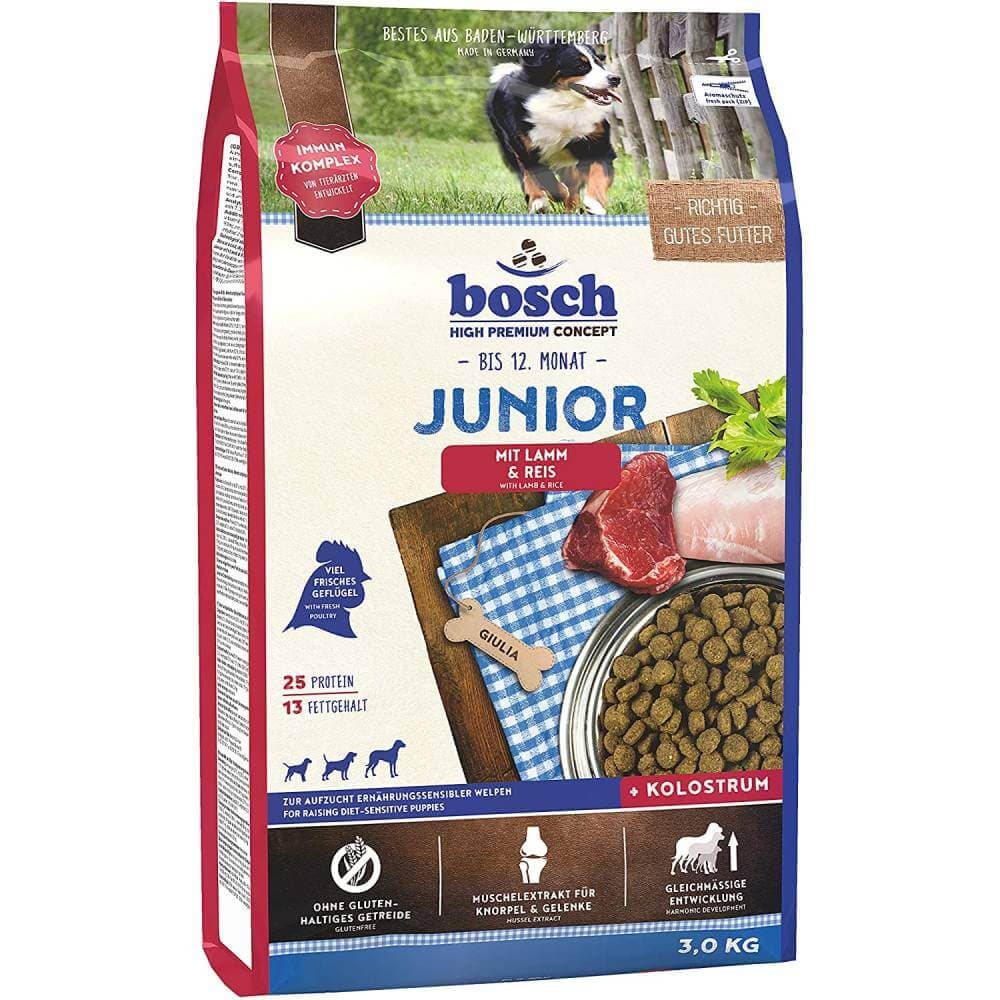 غذای خشک سگ بوش مدل Junior طعم بره و برنج وزن ۳ کیلوگرم